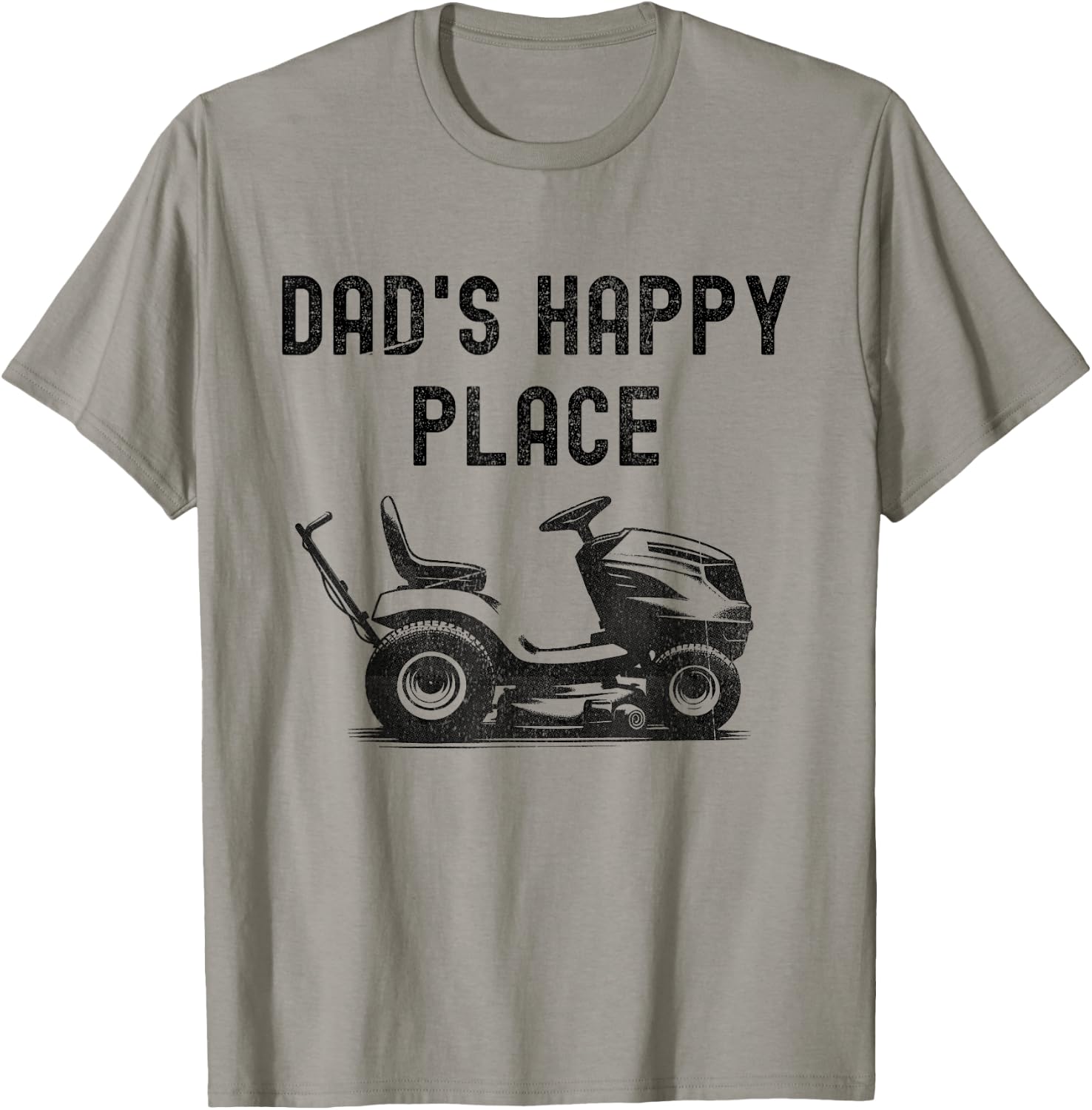 Dad's Happy Place Funny Lawnmower Father's Day Dad Jokes T-Shirt - T-Shirt | Sand