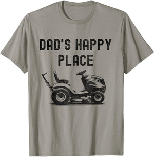 Dad's Happy Place Funny Lawnmower Father's Day Dad Jokes T-Shirt - T-Shirt | Sand