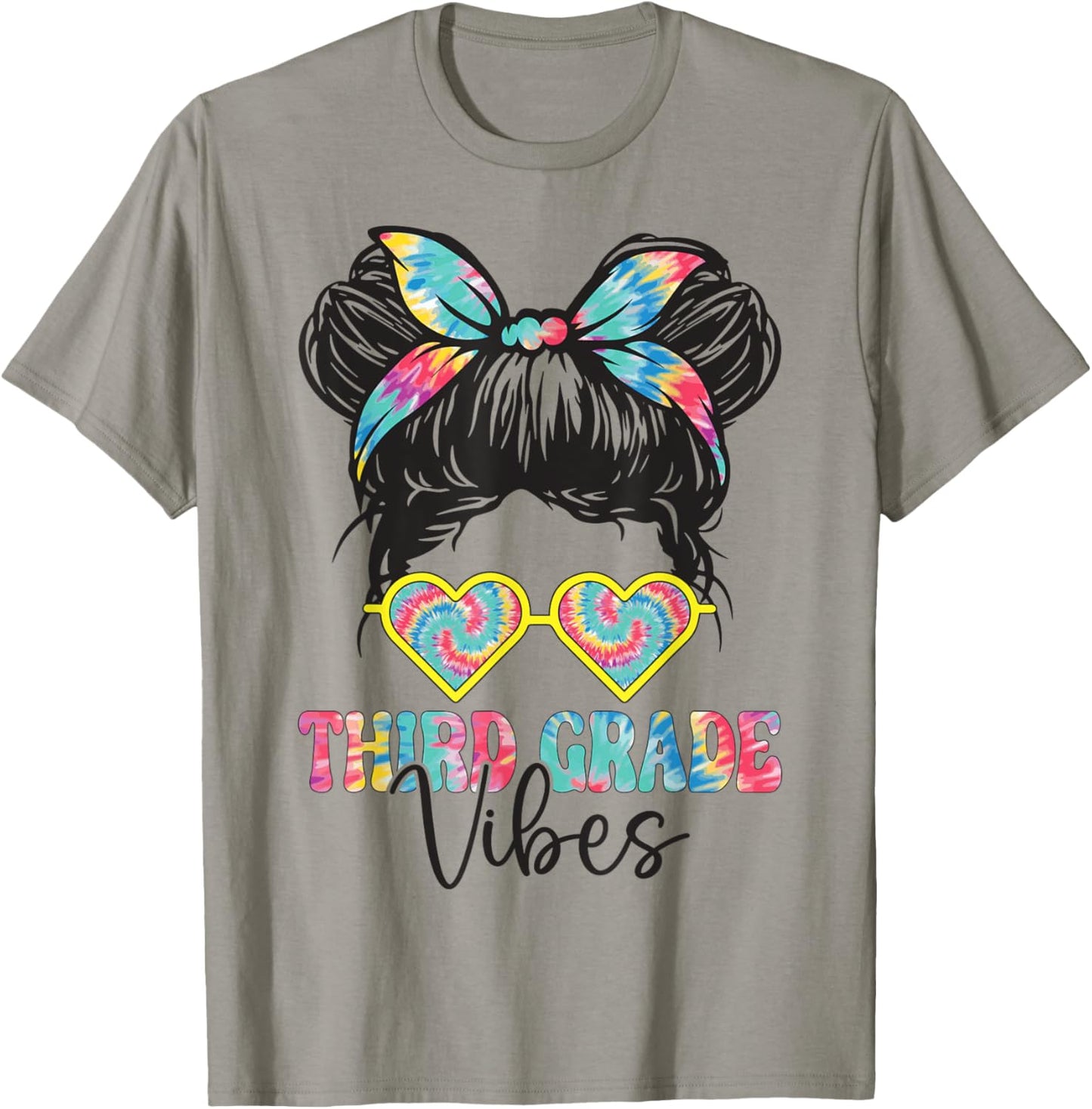 Third Grade Vibes Messy Hair Bun Girl Back To School 3rd T-Shirt - T-Shirt | Sand