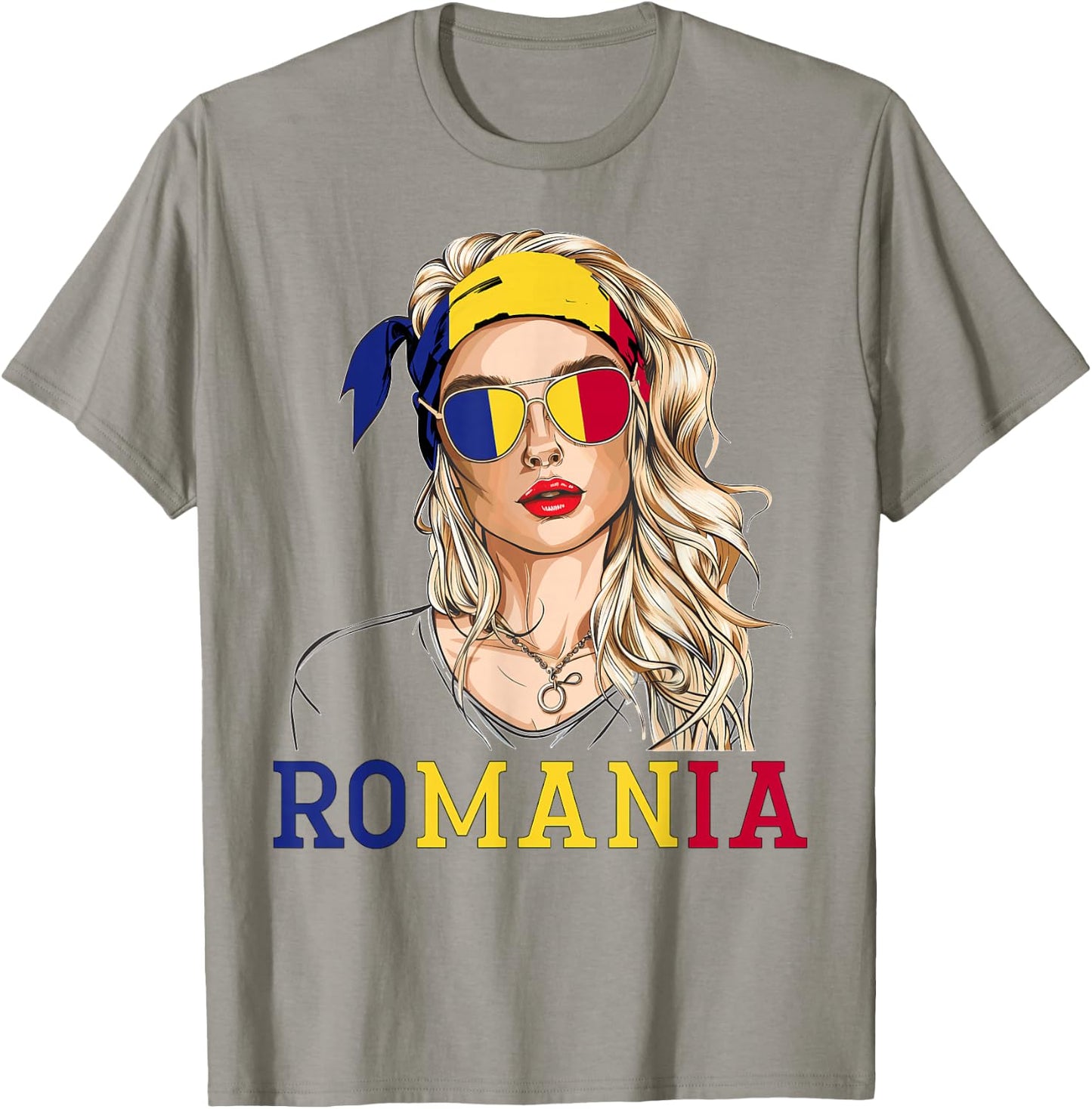 Romanian Flag Outfit for Woman Products Uniform Romania T-Shirt - T-Shirt | Sand