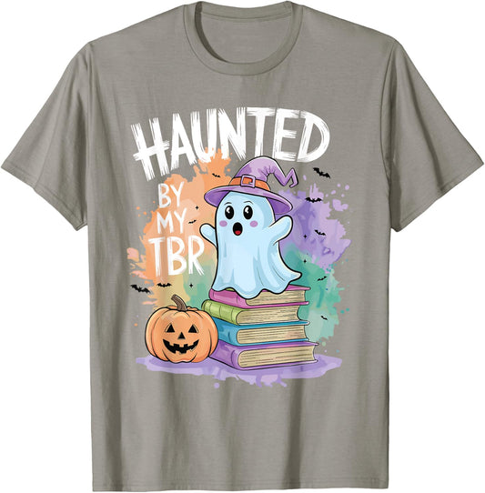 Haunted By My TBR Funny Book Lovers Ghost Halloween Bookworm T-Shirt - T-Shirt | Sand