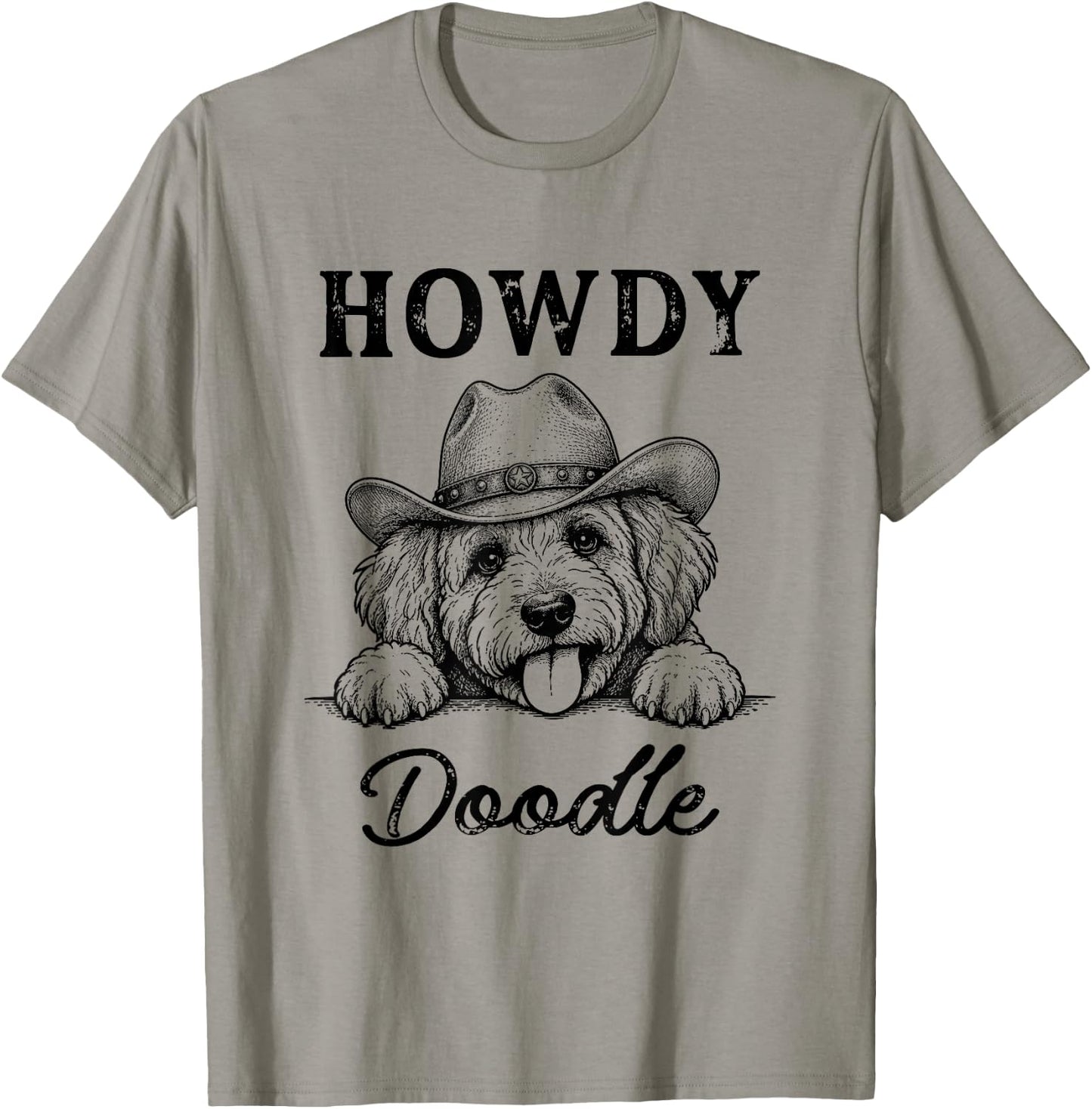 Howdy Goldendoodle Cowboy Dog Lover Western Humor T-Shirt - T-Shirt | Sand