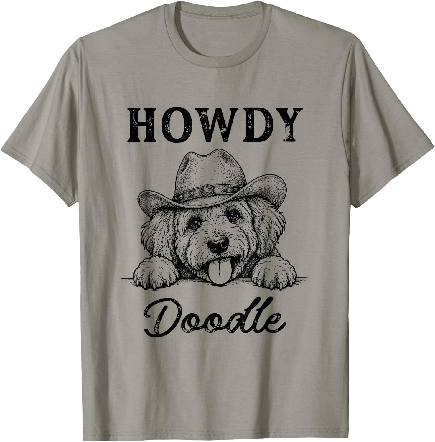 Howdy Goldendoodle Cowboy Dog Lover Western Humor T-Shirt - T-Shirt | Sand