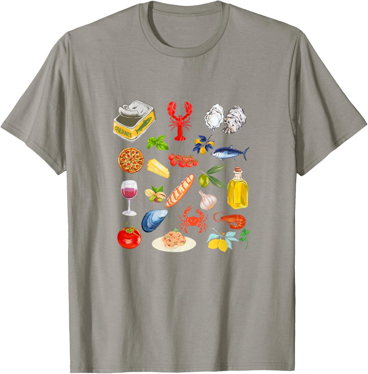 Italian summer Sardines tinned fish tomato girl food lover T-Shirt - T-Shirt | Sand