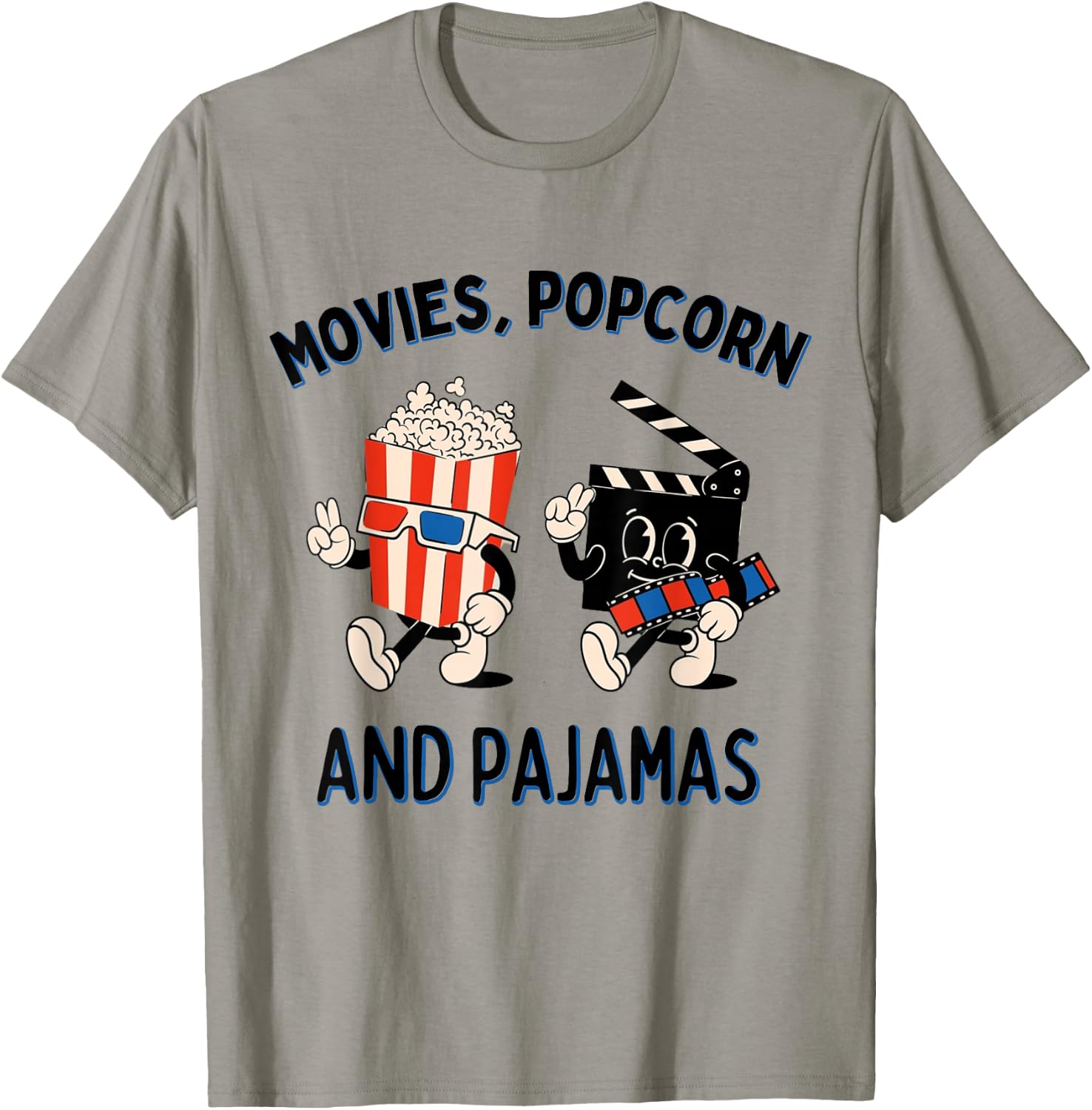 Movies Popcorn And Pajamas Popcorn Movie Night T-Shirt - T-Shirt | Sand