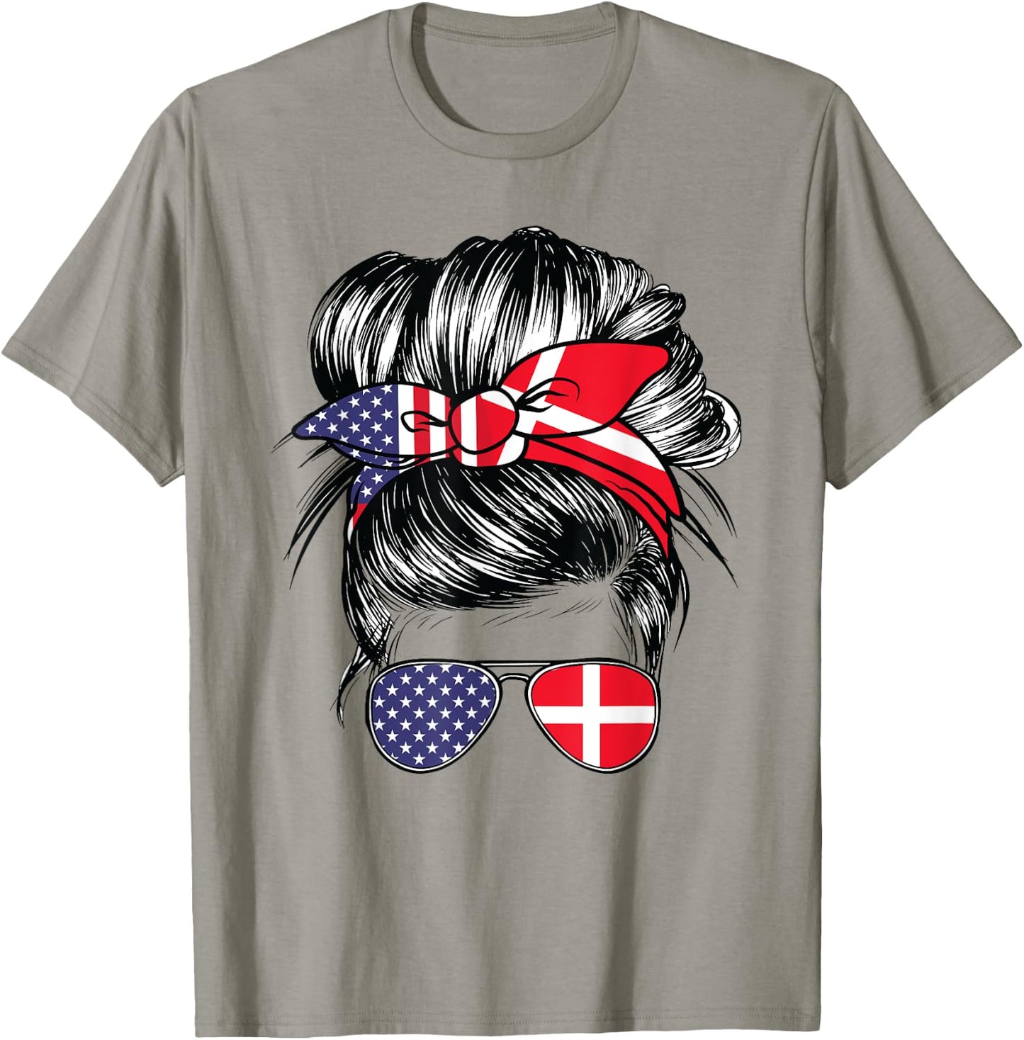 Denmark Flag American Women Girl USA Heritage Danish T-Shirt - T-Shirt | Sand
