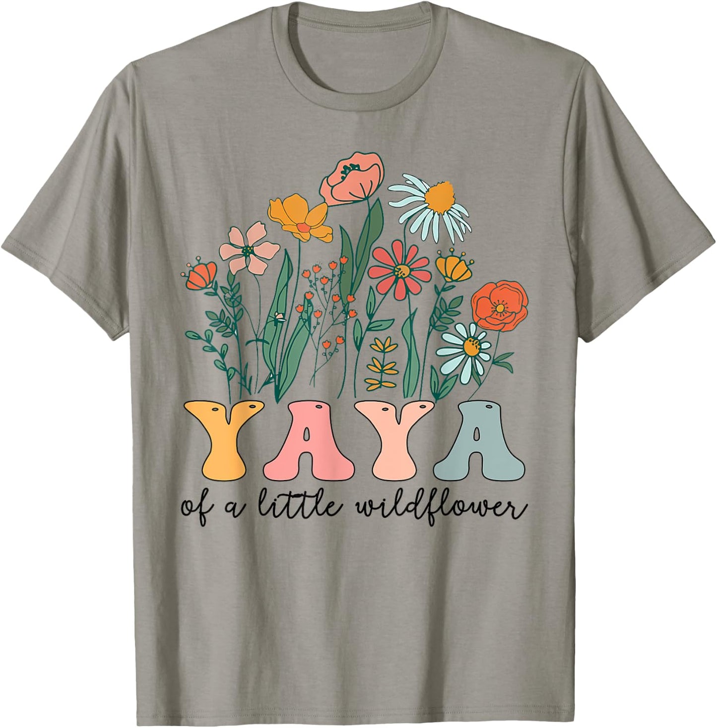 Yaya Of The Little Wildflower Birthday Party Baby Shower T-Shirt - T-Shirt | Sand