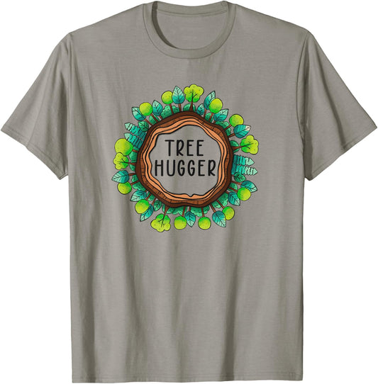 Tree Hugger Nature Environmental Protection Earth Day T-Shirt - T-Shirt | Sand