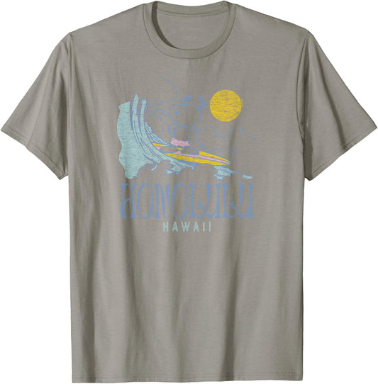 Peanuts - Snoopy Surfing Honolulu Hawaii White T-Shirt - T-Shirt | Sand