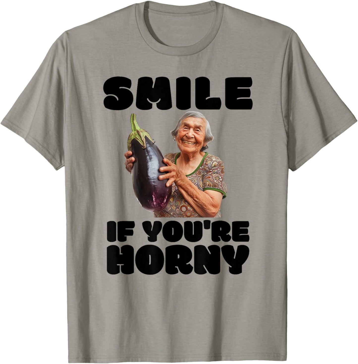 Funny Horny Eggplant Old Lady Inappropriate Embarrassing T-Shirt - T-Shirt | Sand