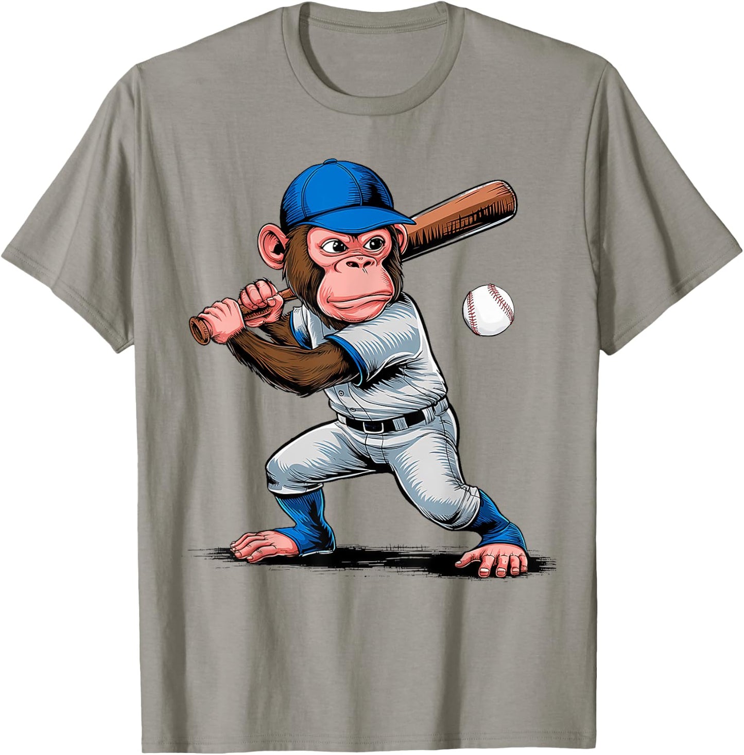 Monkey Baseball Player Monkey Lover Men Women Kids T-Shirt - T-Shirt | Sand