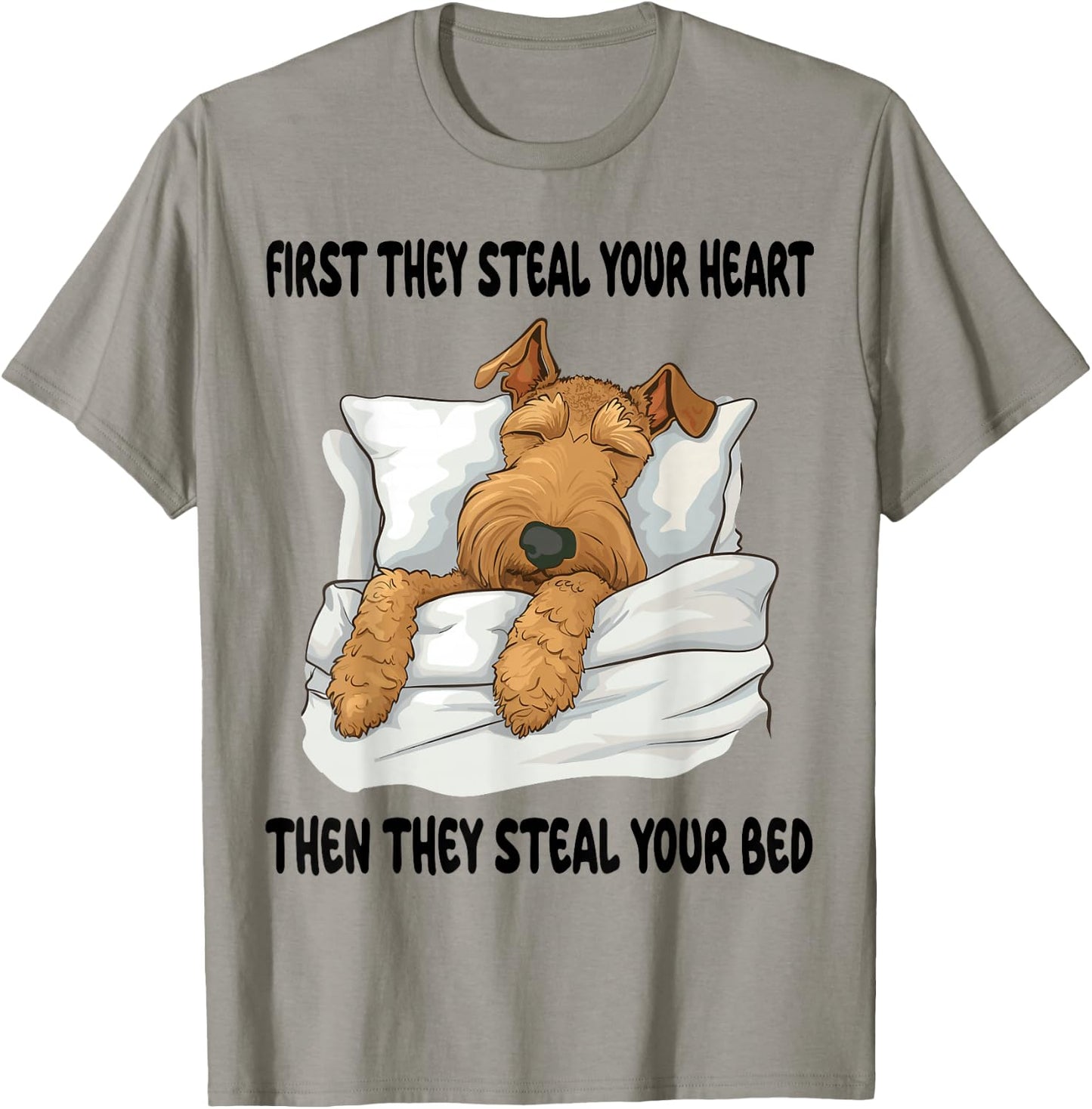 Airedale Terrier Sleeping Pajamas Nightgown T-Shirt - T-Shirt | Sand