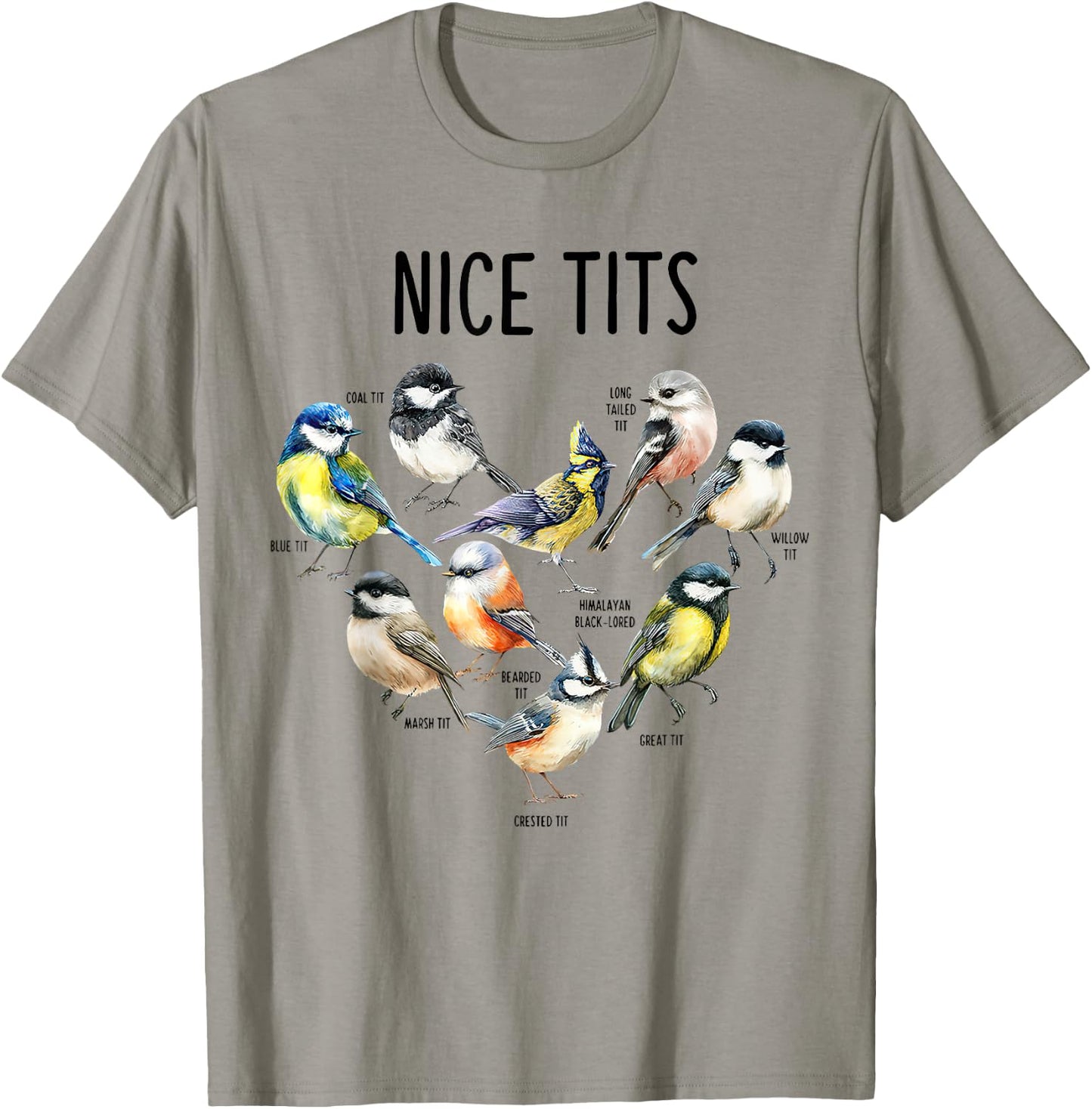 Retro Funny Nice Tits Birds Birdwatcher Bird Watching Humor T-Shirt - T-Shirt | Sand