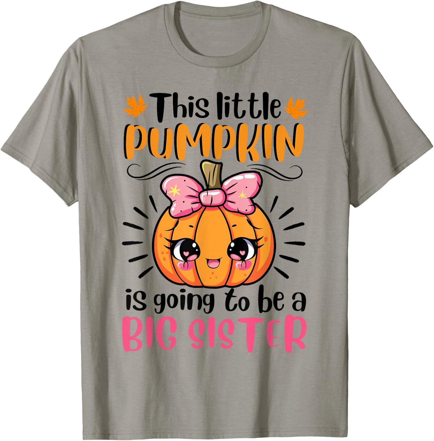 Kids Big Sister Pumpkin Halloween Pregnancy Announcement T-Shirt - T-Shirt | Sand