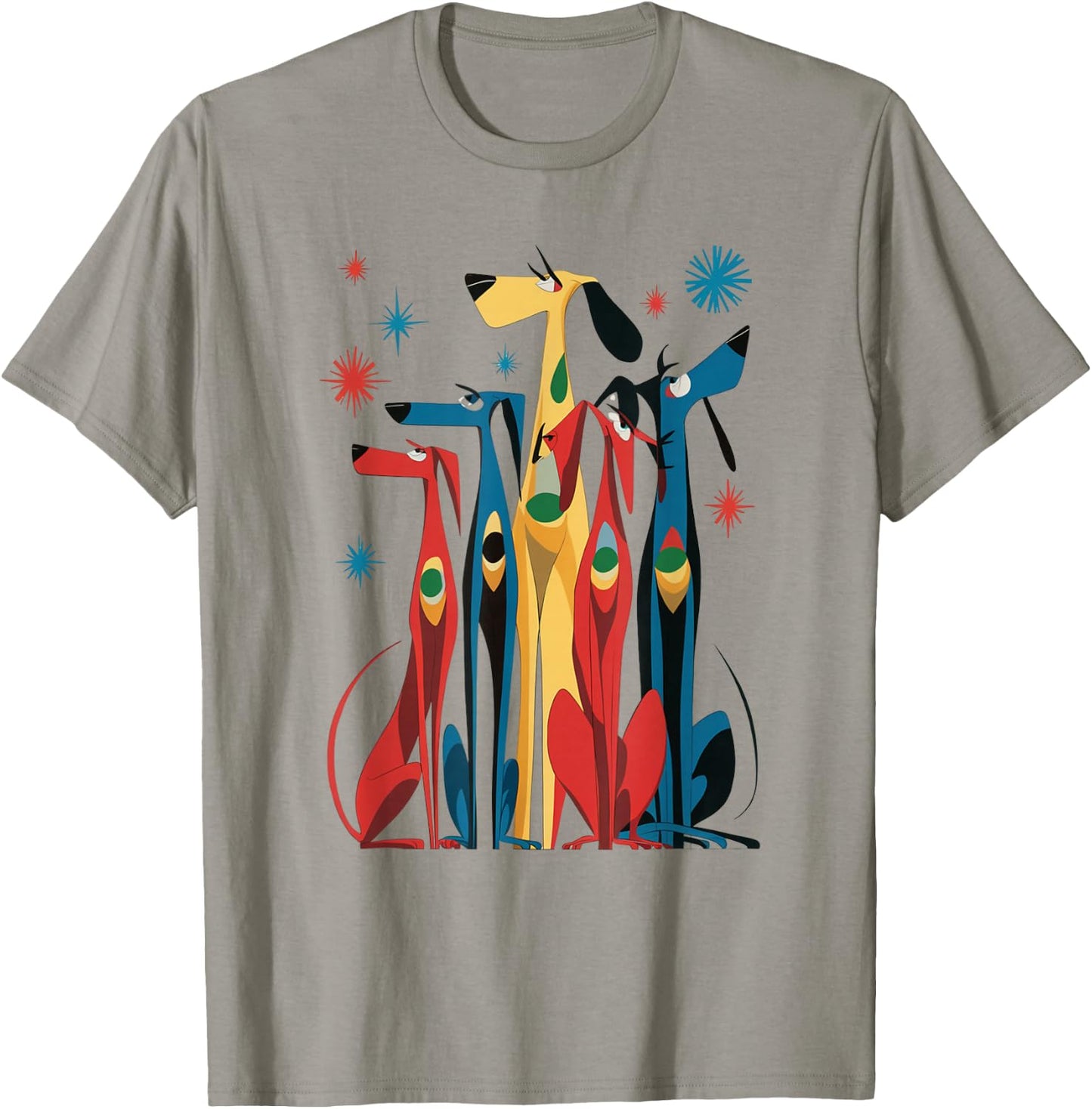 Vintage Retro Mid-Century Long Neck Dogs 50s 60s Style T-Shirt - T-Shirt | Sand
