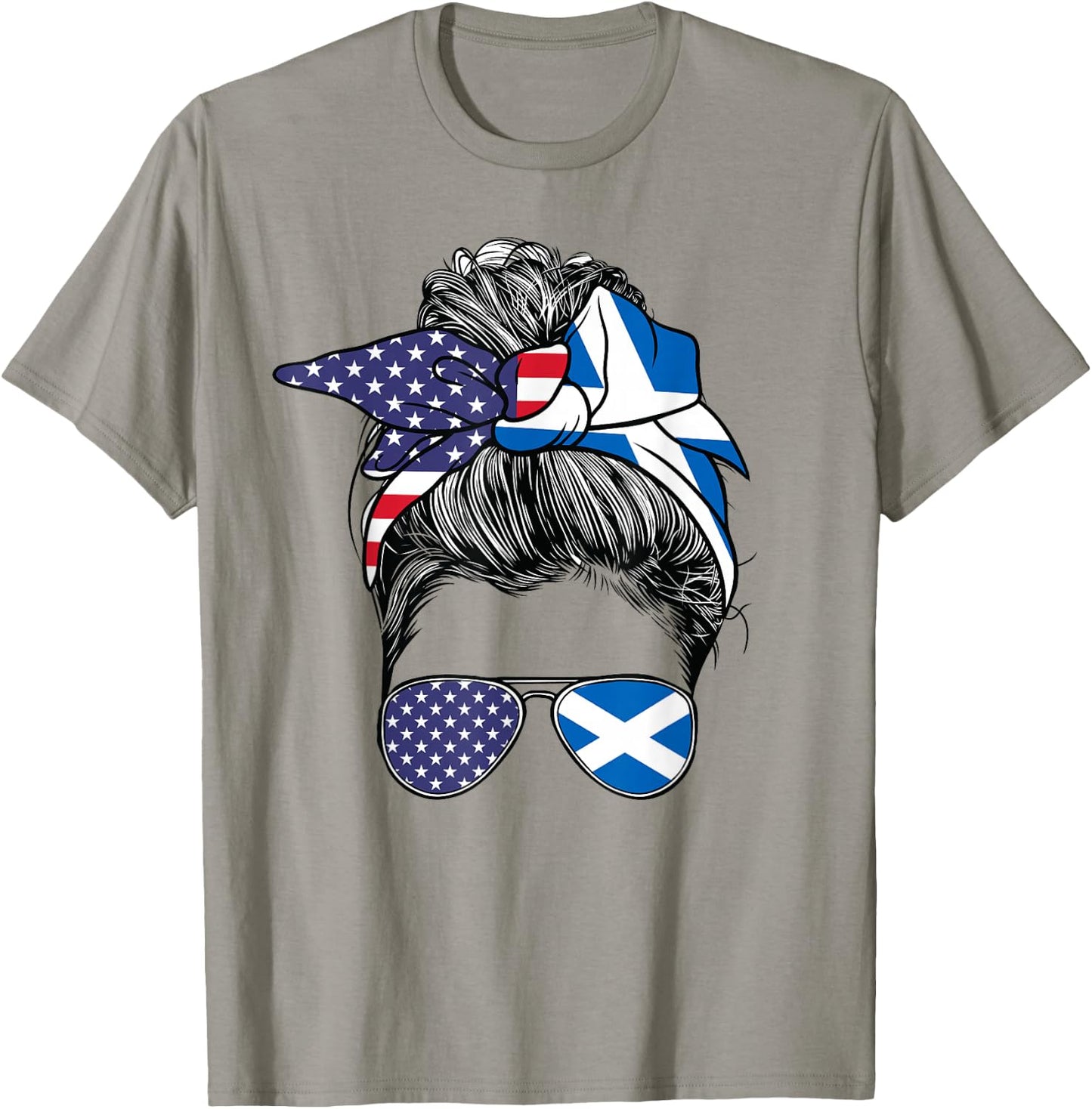 Scottish Women Girl USA Heritage American Scotland Flag T-Shirt - T-Shirt | Sand
