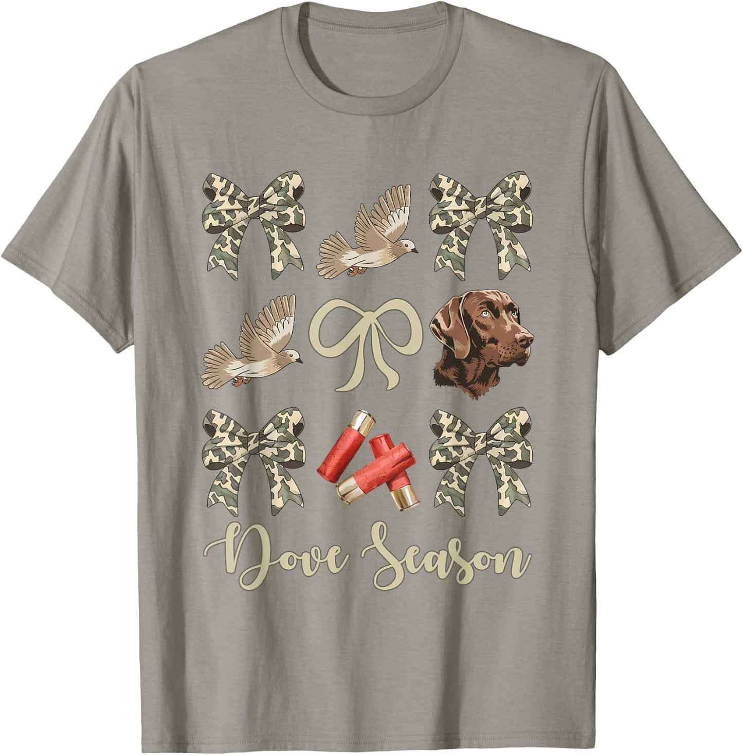 Camo Bow Coquette Dove Season Hunting Dove Hunter Hunt Girl T-Shirt - T-Shirt | Sand