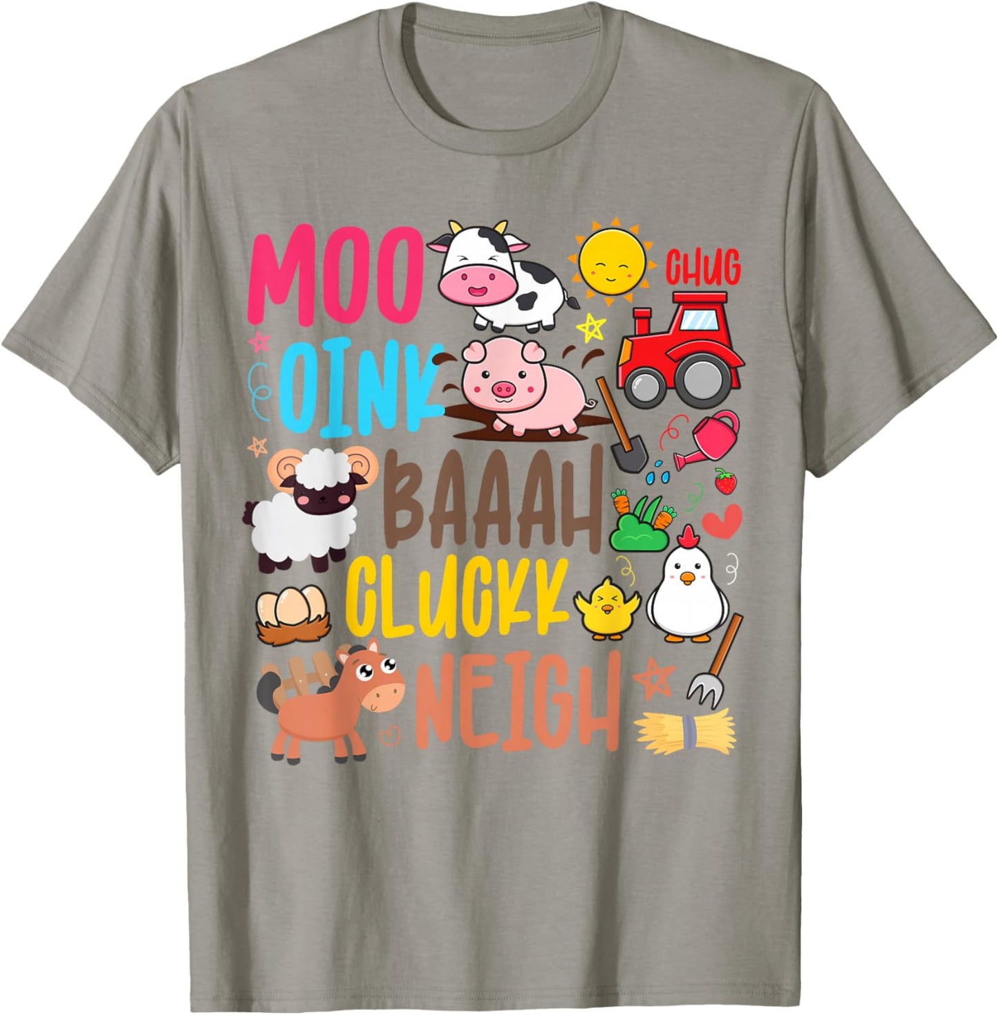 Farm Animals Sounds Oink Baa Neigh Cluck Moo Toddler Farmer T-Shirt - T-Shirt | Sand