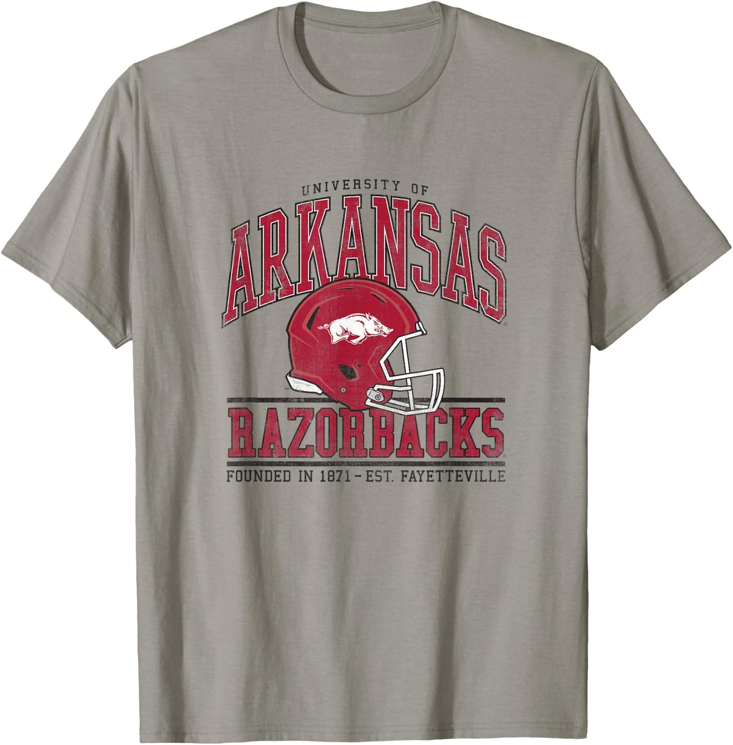University of Arkansas Razorbacks Collegiate Football Helmet T-Shirt - T-Shirt | Sand