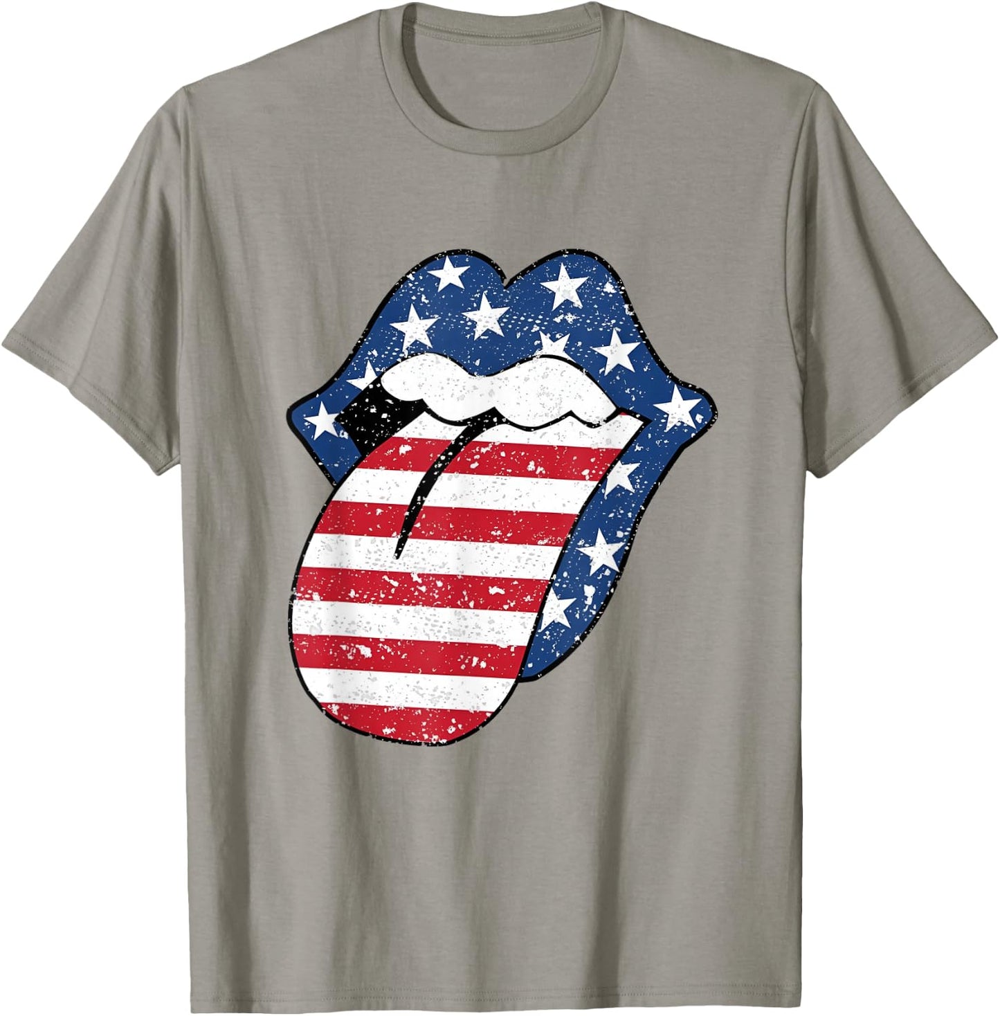 USA Patriotic American Flag Tongue Lips 4th Of July Women T-Shirt - T-Shirt | Sand