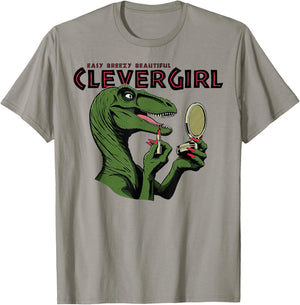 Easy Breezy Beautiful Clever Girl Dinosaur T-Shirt - T-Shirt | Sand