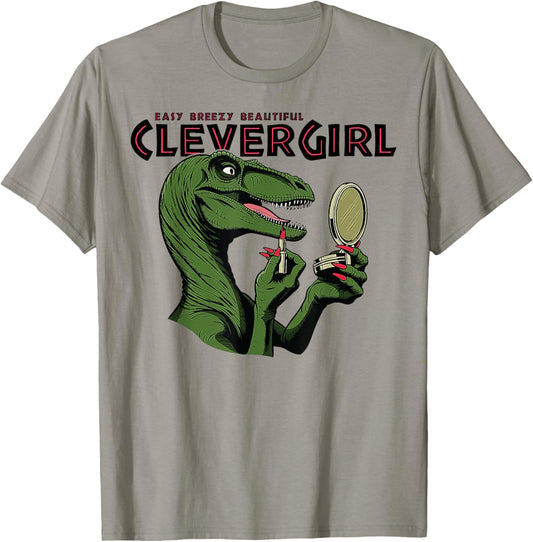 Easy Breezy Beautiful Clever Girl Dinosaur T-Shirt - T-Shirt | Sand