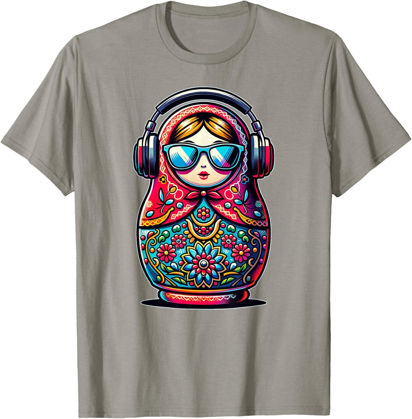Russian Matryoshka Music Russia Russian Matryoshka T-Shirt - T-Shirt | Sand