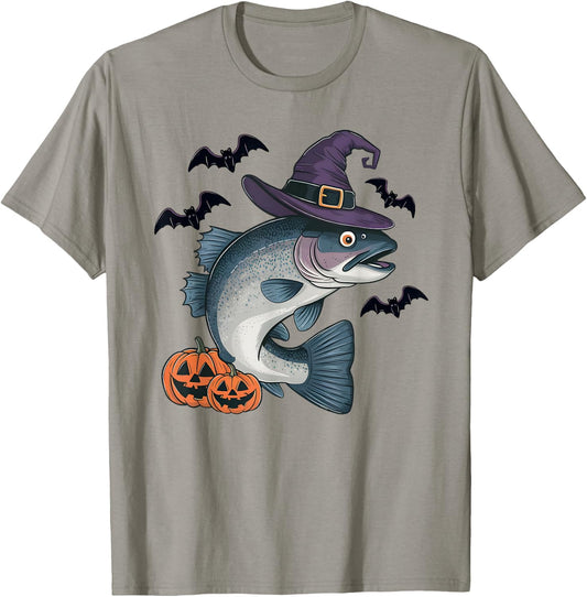 Rainbow Trout Fish Halloween Costume Pumpkin Bat Witch T-Shirt - T-Shirt | Sand