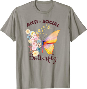 Antisocial Butterfly Introvert Funny Sarcastic T-Shirt - T-Shirt | Sand