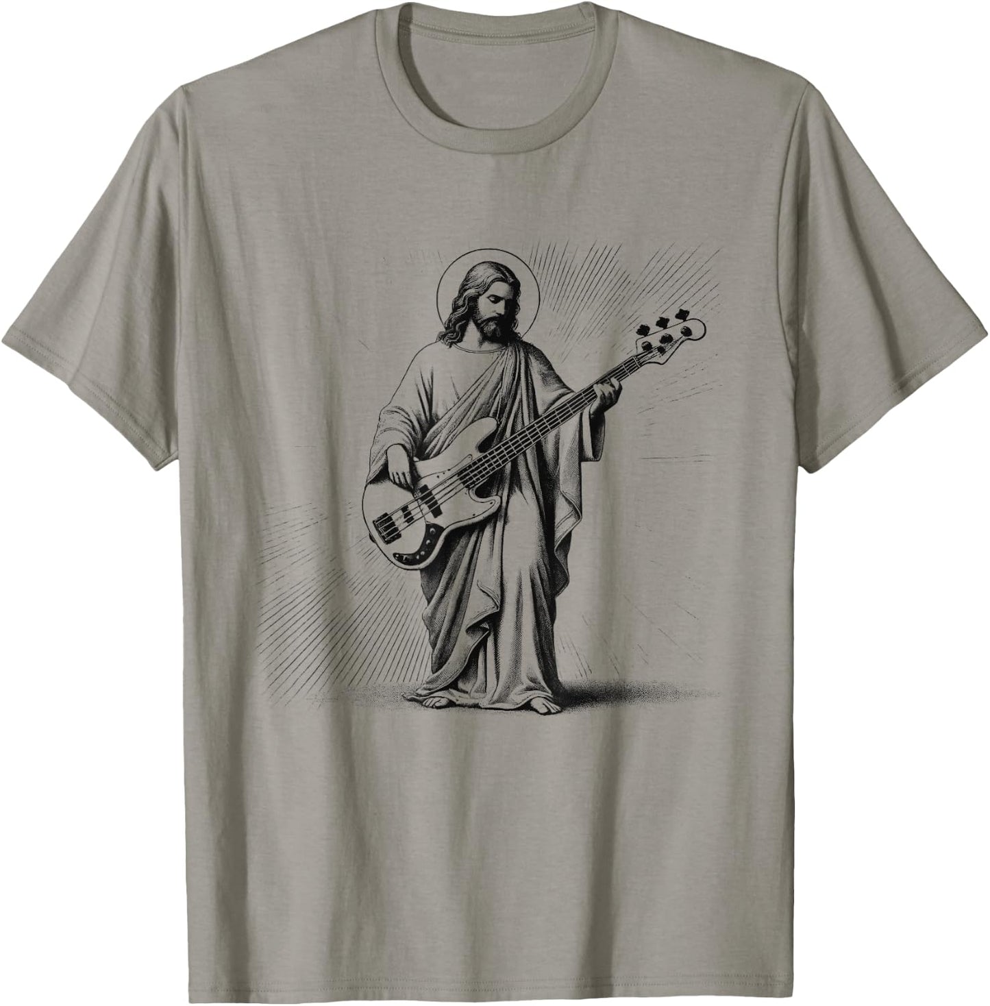 Jesus Playing Bass Guitar Guitarist Christian Vintage Rock T-Shirt - T-Shirt | Sand