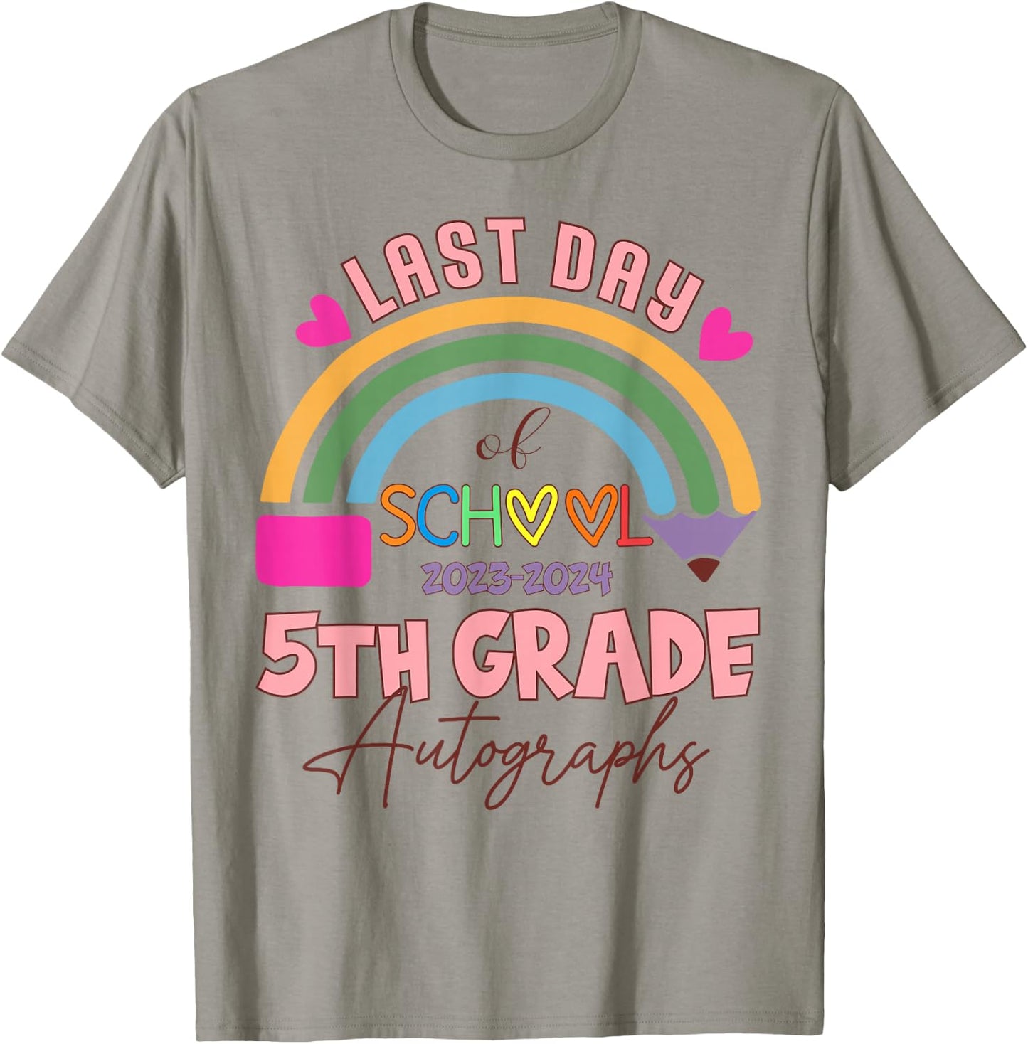 Last Day of School Autograph 5th Grade Graduation Boys Girls T-Shirt - T-Shirt | Sand