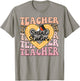 Social Studies Teacher Pencil Heart Leopard Back To School T-Shirt - T-Shirt | Sand