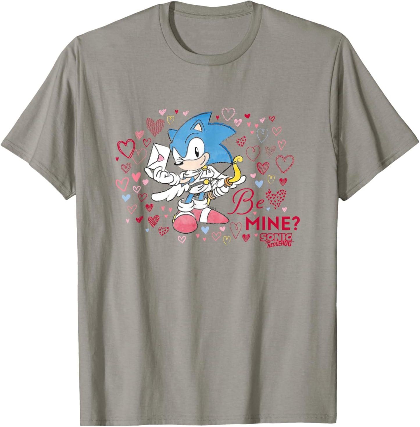 Sonic The Hedgehog Valentine's Day Be Mine? Retro Big Logo T-Shirt - T-Shirt | Sand