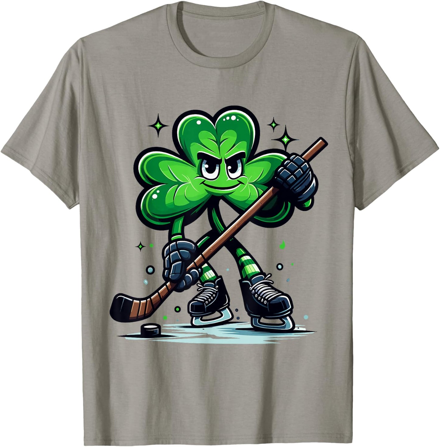 Hockey Lovers Players St Patricks Day Shamrock Men Women Boy T-Shirt - T-Shirt | Sand