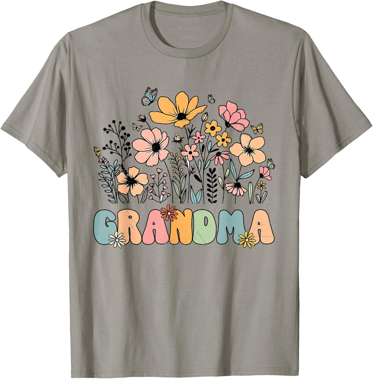 Wildflower Grandma Grandmother Announcement Mothers Day T-Shirt - T-Shirt | Sand