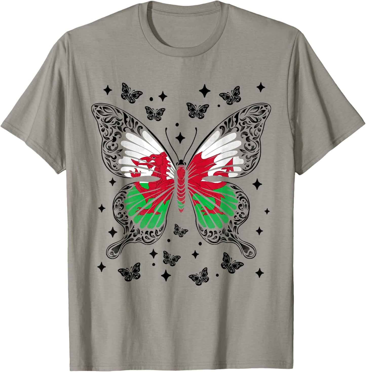 Welsh Butterfly Wales T-Shirt - T-Shirt | Sand