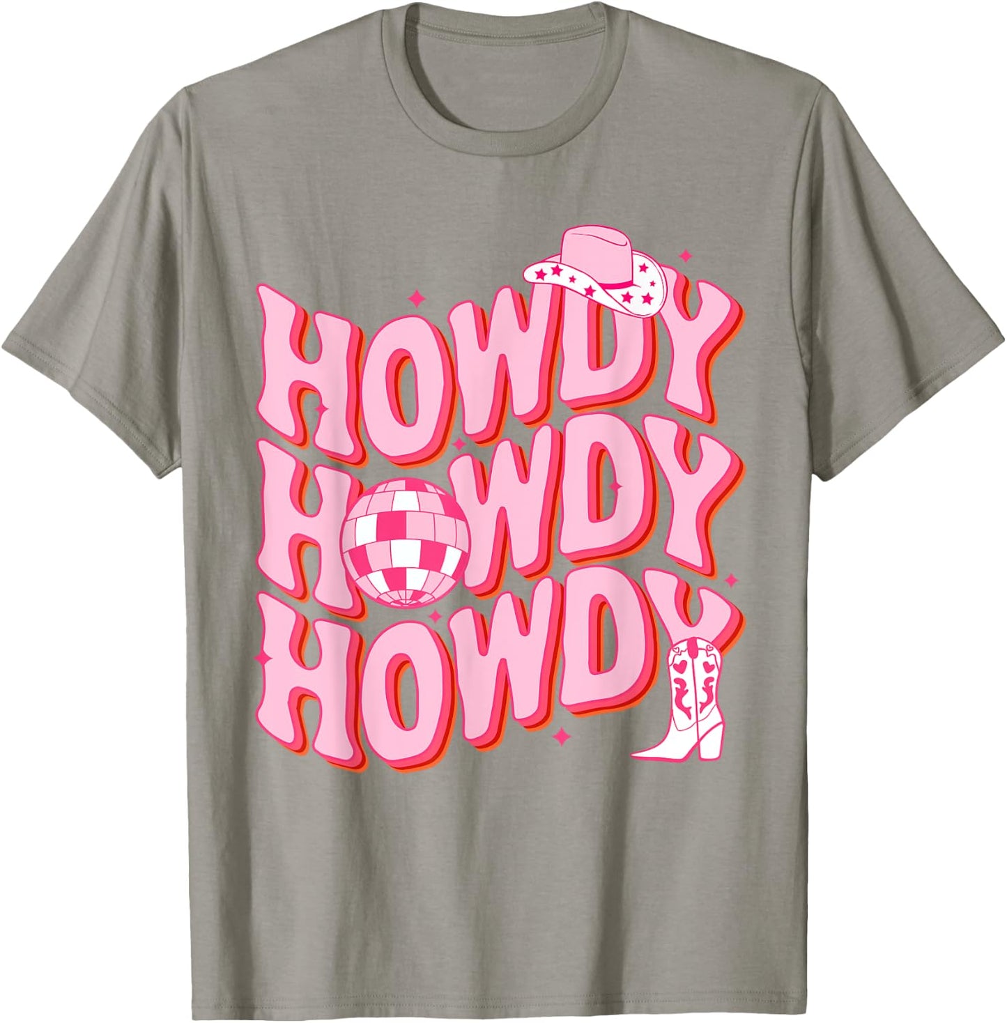 Howdy Southern Western Girl Country Rodeo Pink Cowgirl Disco T-Shirt - T-Shirt | Sand