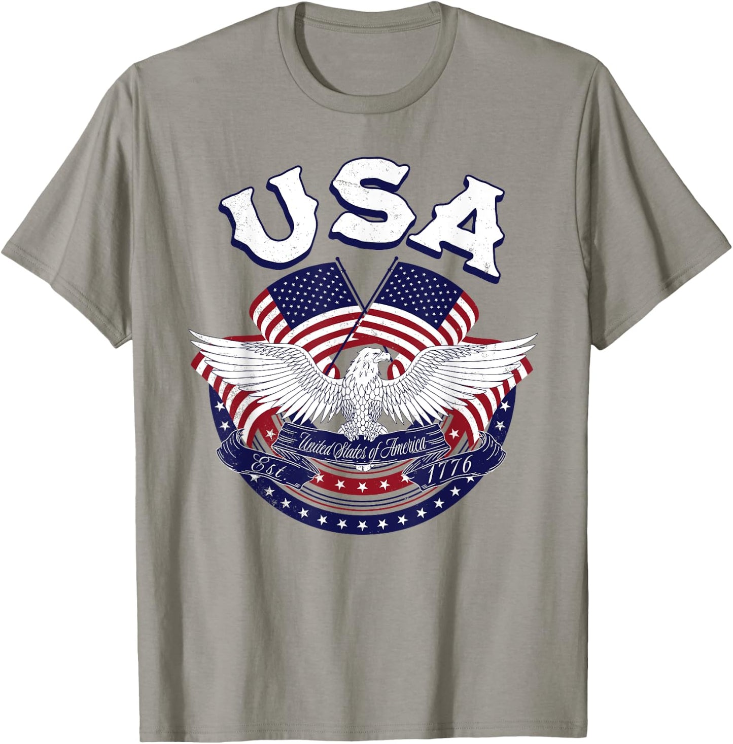 USA American Bald Eagle USA Flag July 4th red white and blue Kids Men T-Shirt - T-Shirt | Sand