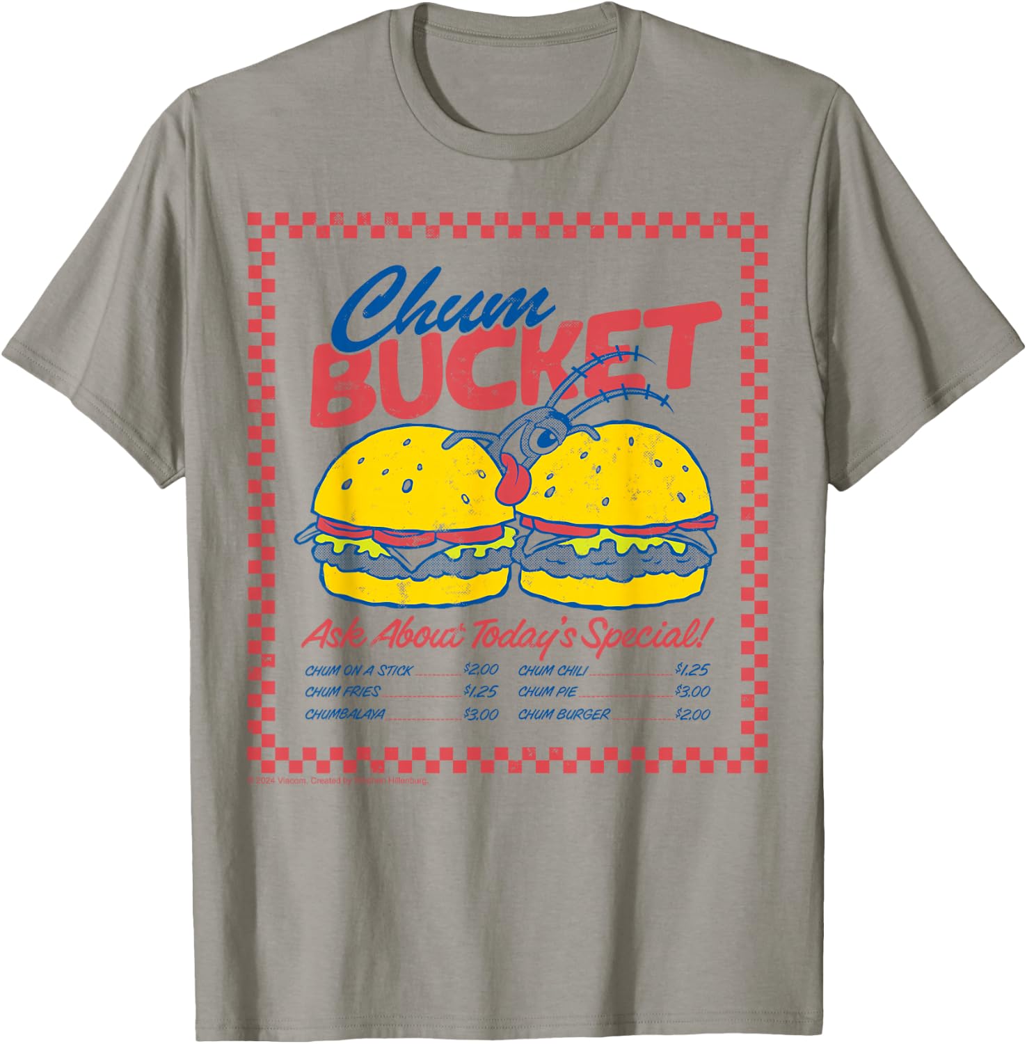 SpongeBob SquarePants - Plankton Chum Bucket Retro Menu T-Shirt - T-Shirt | Sand