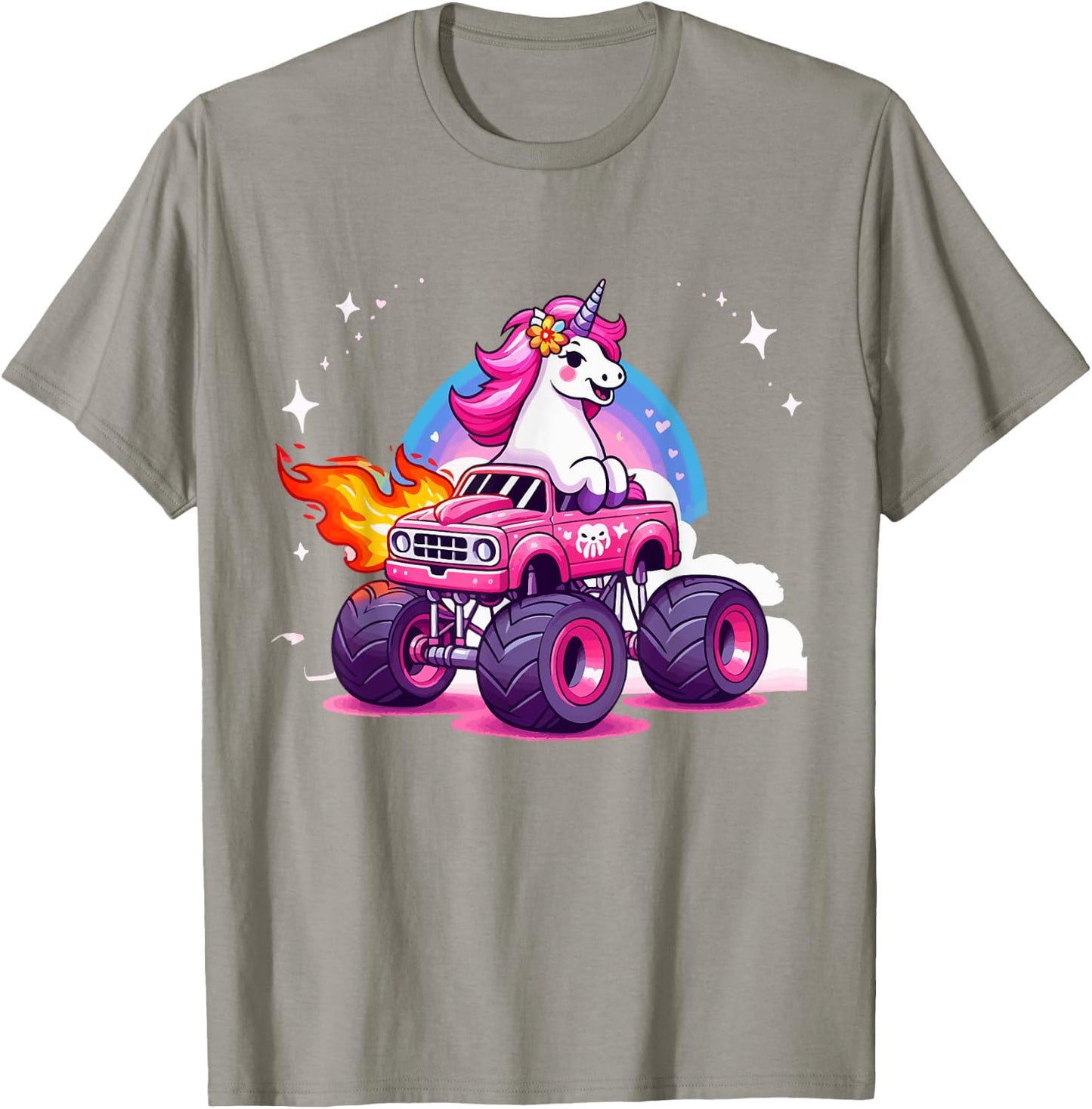 Monster Truck Unicorn Birthday Party Monster Truck Girl T-Shirt - T-Shirt | Sand