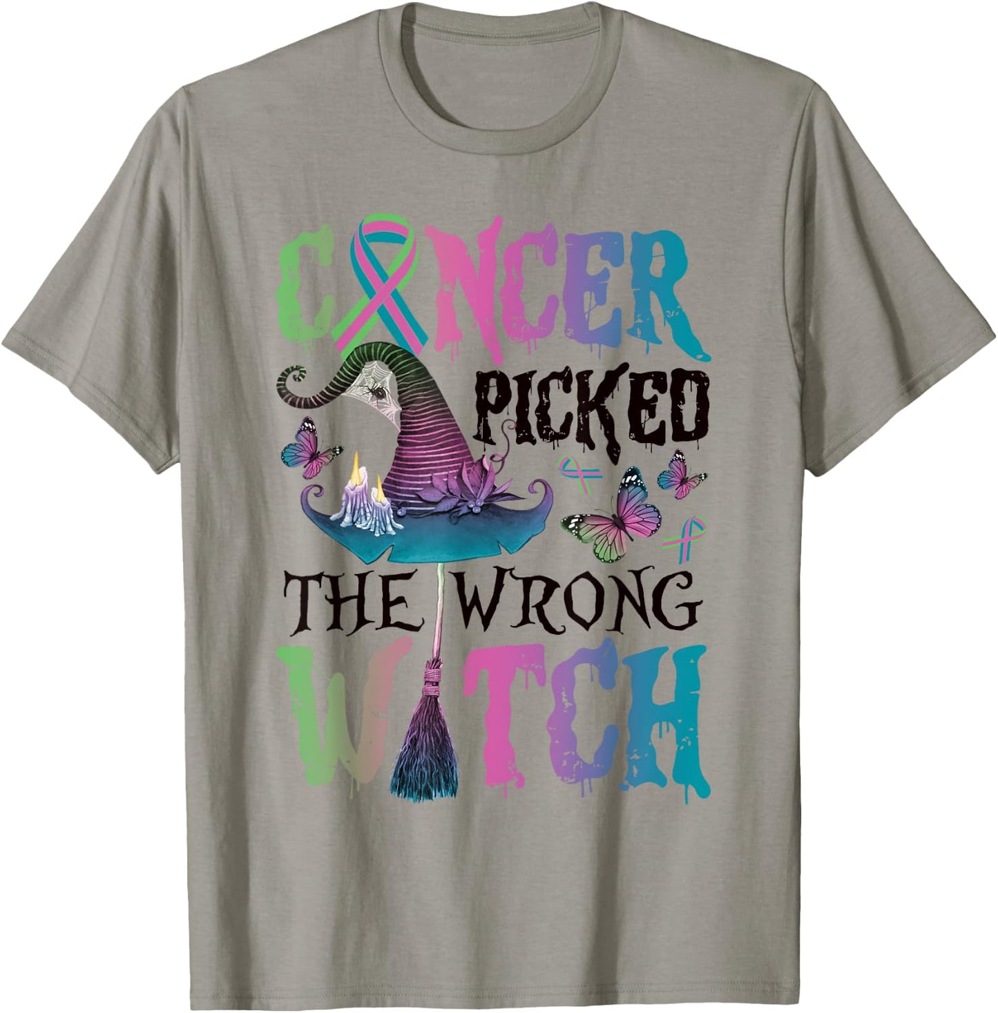 Metastatic Breast Cancer Picked The Wrong Witch Halloween T-Shirt - T-Shirt | Sand