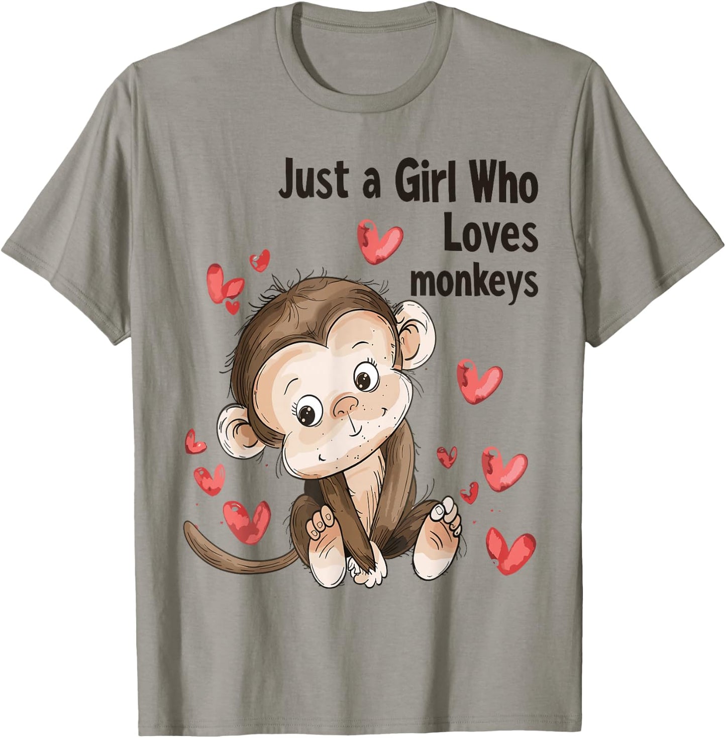 Cute Monkey Lovers Gift Just A Girl Who Loves Monkeys T-Shirt - T-Shirt | Sand