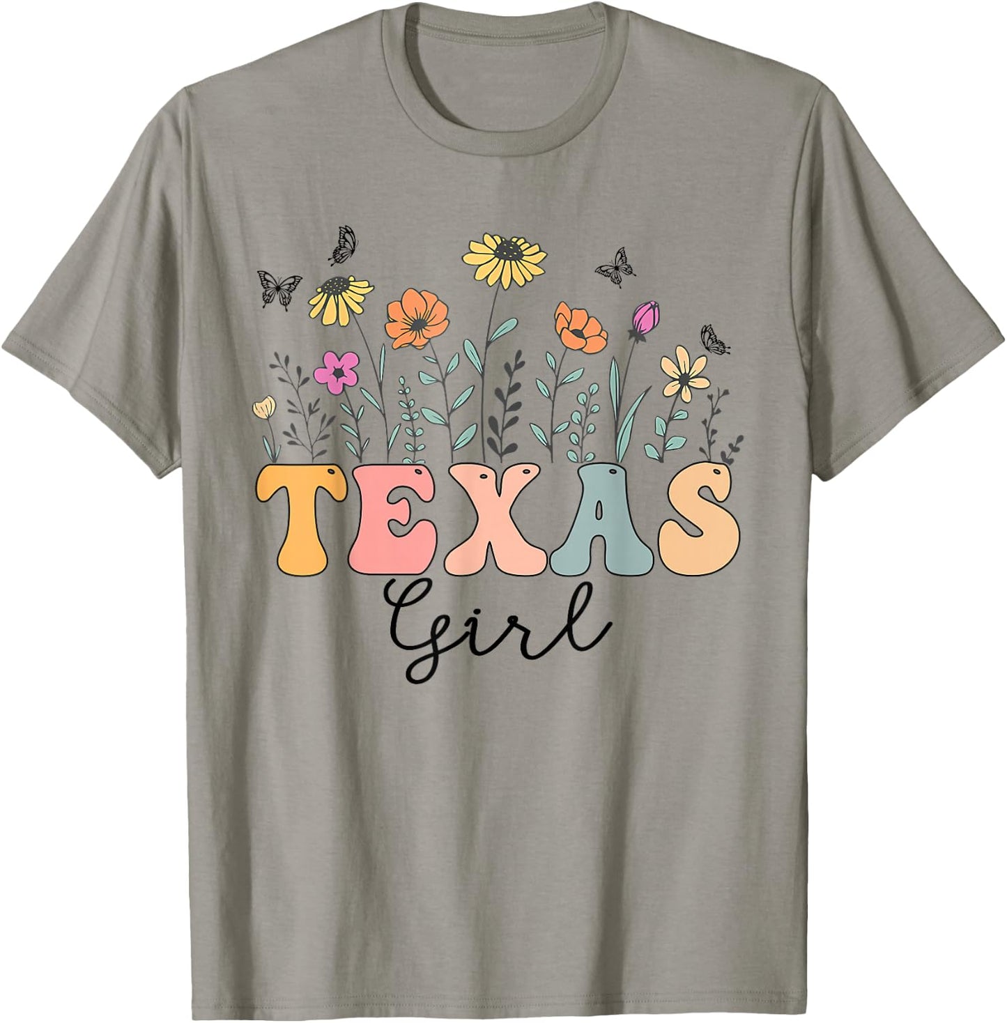 Texas Girl Wildflower Groovy Texas Lover T-Shirt - T-Shirt | Sand