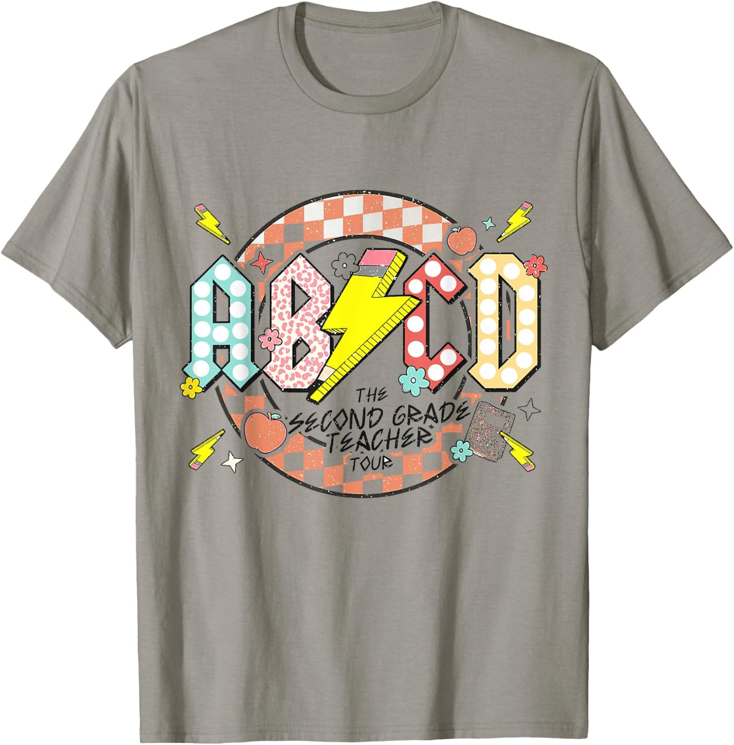 Second Grade Teacher Tour, ABCD 2nd Grade Rocks (Two Sides) Women Girls Kids T-Shirt - T-Shirt | Sand