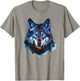 Wolf Splash Art Animal Face Forest Landscape Wolf T-Shirt - T-Shirt | Sand