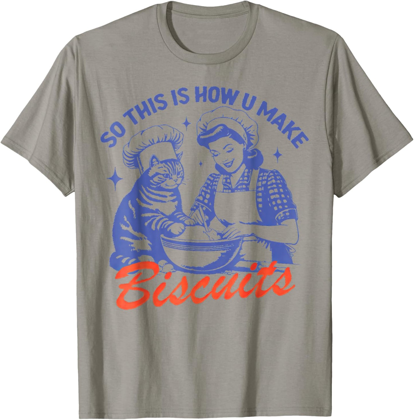 Retro Cat Biscuit So this is how u make biscuits Men Women Kids T-Shirt - T-Shirt | Sand