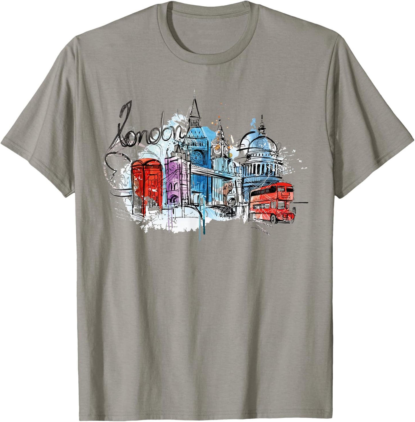 Cool Abstract London Splash Colors, London Graphic Design T-Shirt - T-Shirt | Sand