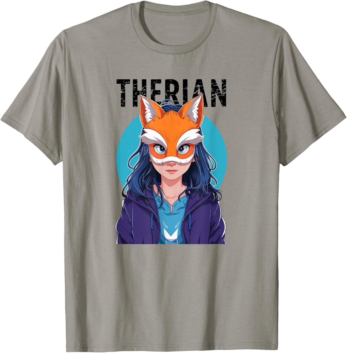 Therian Fox Mask Cute Fox Therian Stuff T-Shirt - T-Shirt | Sand