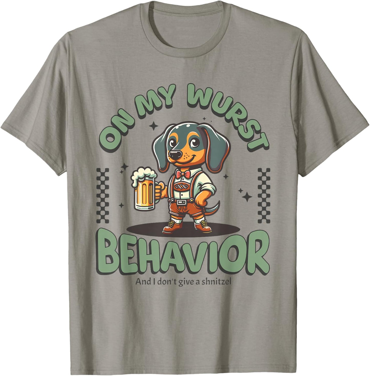 On My Wurst Behavior Dachshund Oktoberfest Beer Weiner Dog T-Shirt - T-Shirt | Sand