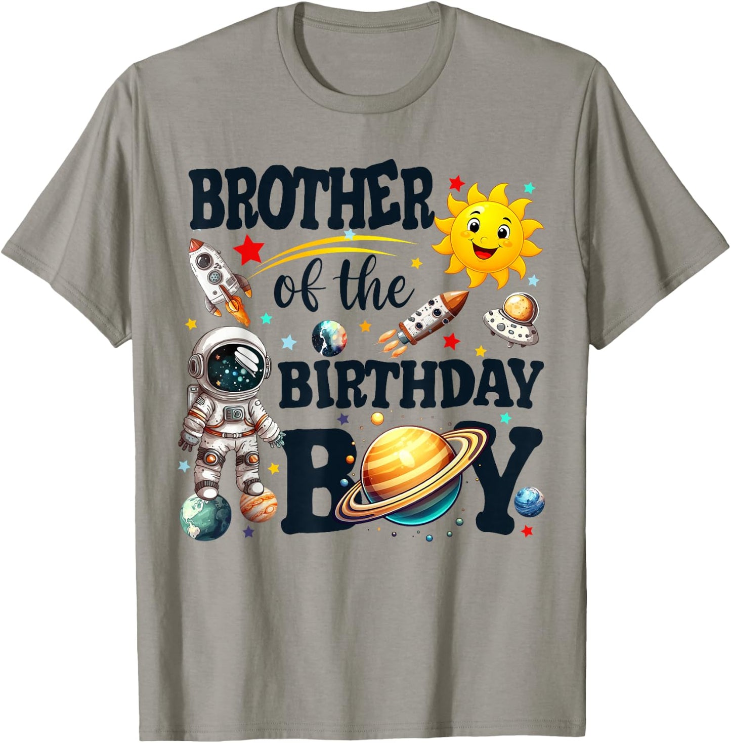 Brother of The Birthday Boy Astronaut Space Planets Family T-Shirt - T-Shirt | Sand